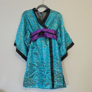 Kids Floral Kimono Costume - Teal and Purple